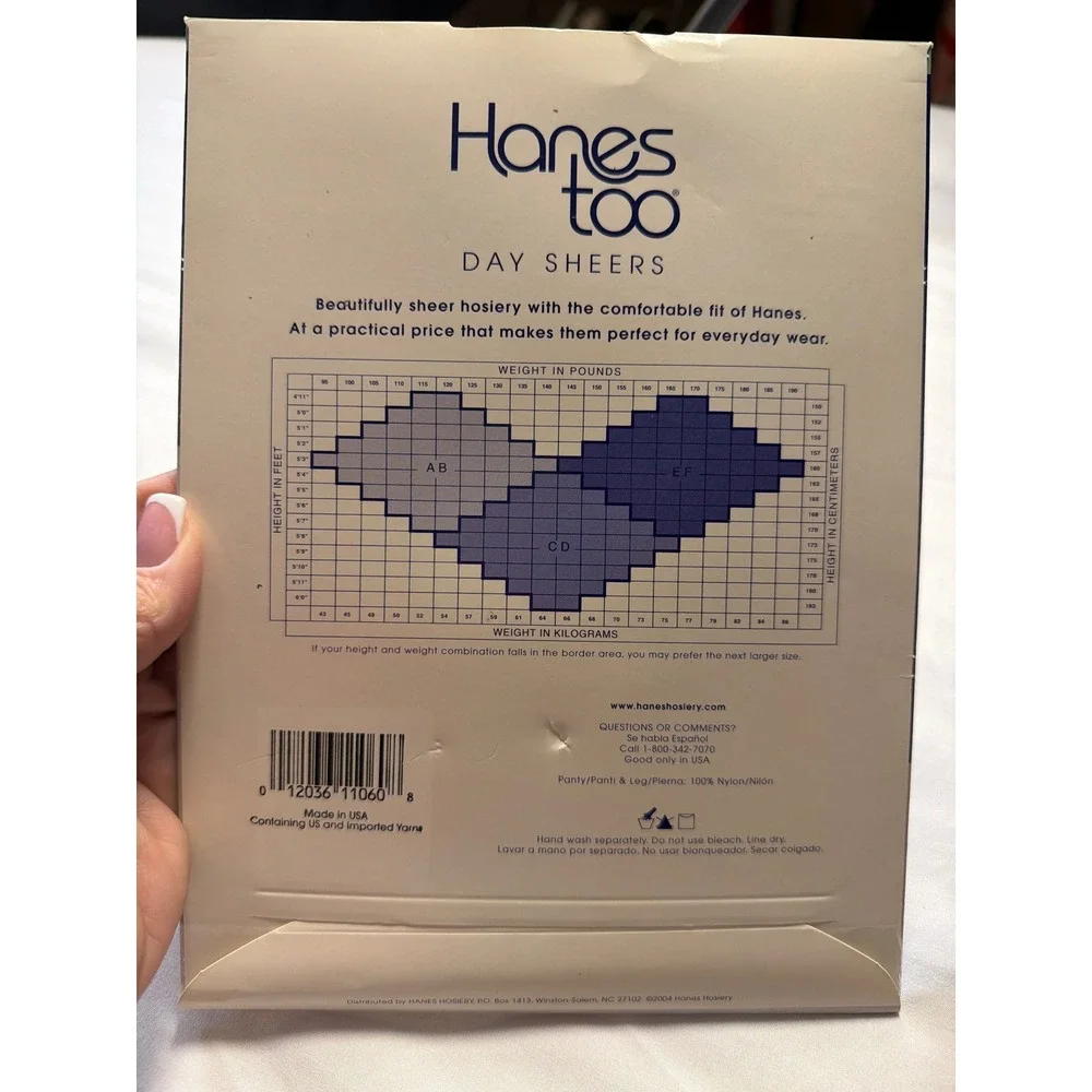 Hanes Too Day Sheer Pantyhose Sandalfoot Little Color Style 117 Size AB Vintage